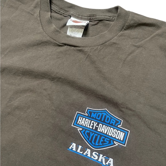 Vintage Y2K Harley Davidson T Shirt Size XXL Brown Juneau Alaska Eagle - Picture 4 of 5